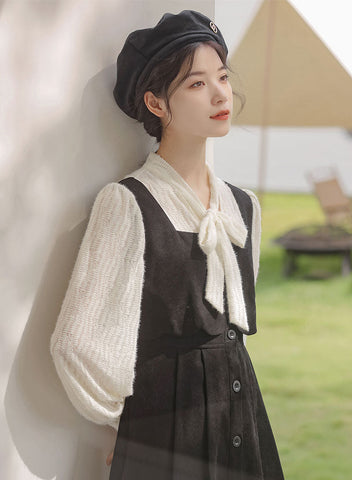 Scallop Button Up Twofer Dress