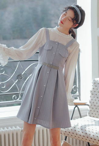 Vestido mini de rayas con botones