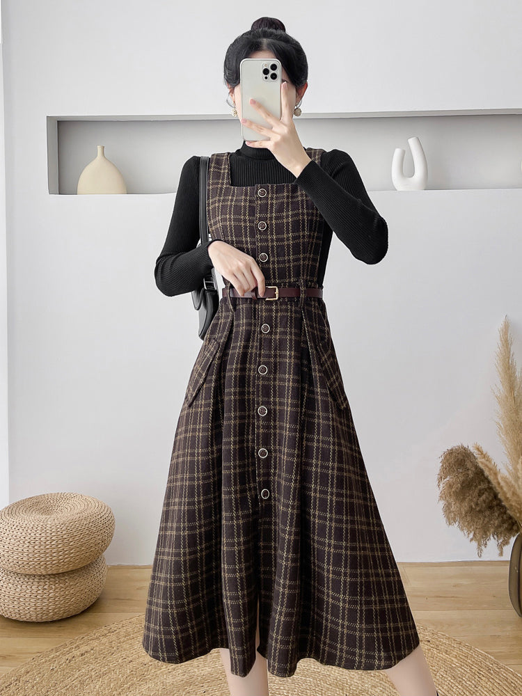 Vestido estilo pichi a cuadros con botones