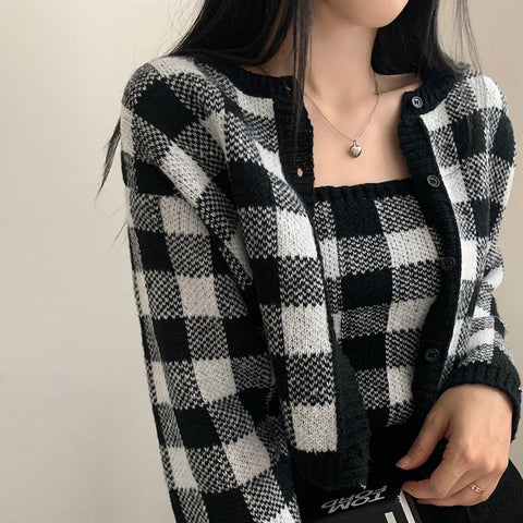 Gingham Cropped Cardi & Cami Set