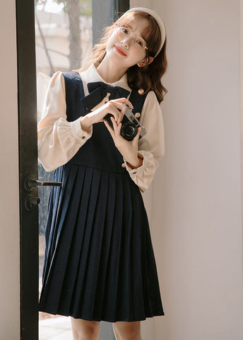 Varsity Pleated Twofer Dress