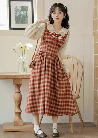 Apple Cider Plaid Twofer Dress