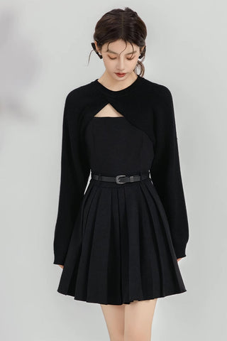 Two-Piece Mini Cami Dress & Sweater Set