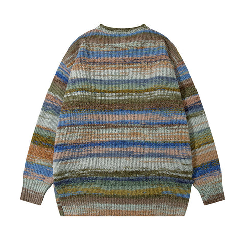 Vintage Color Block Striped Knit Sweater