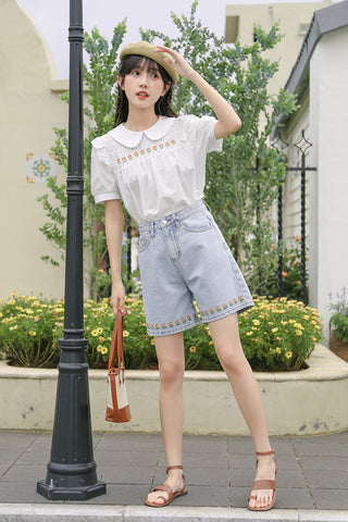Daisy Chain Embroidered Shorts