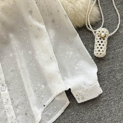 Sheer Starry Button Up Shirt