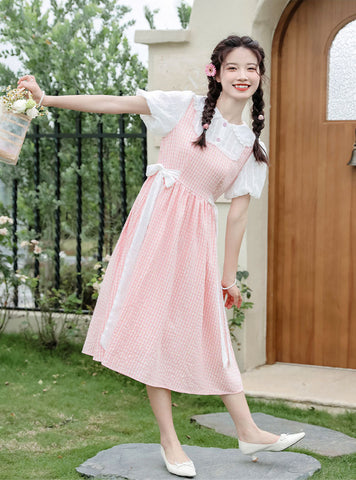 Gingham-Picknick-Zweiteilerkleid