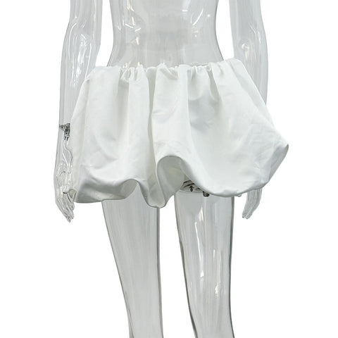 Pleated fluffy satin high waist skirt