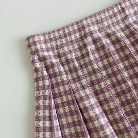 Faltenrock aus Gingham-Strick