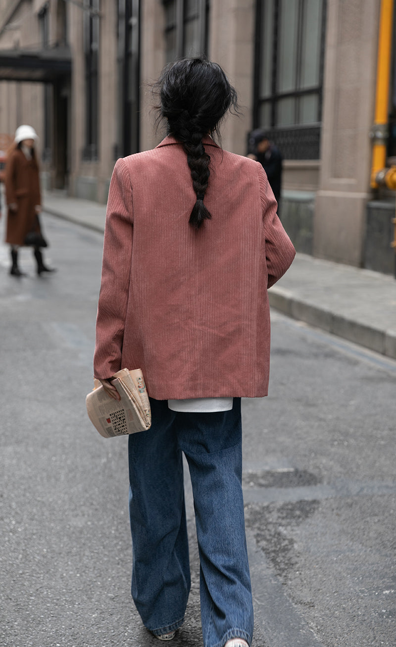 Corduroy Double Breasted Blazer Jacket