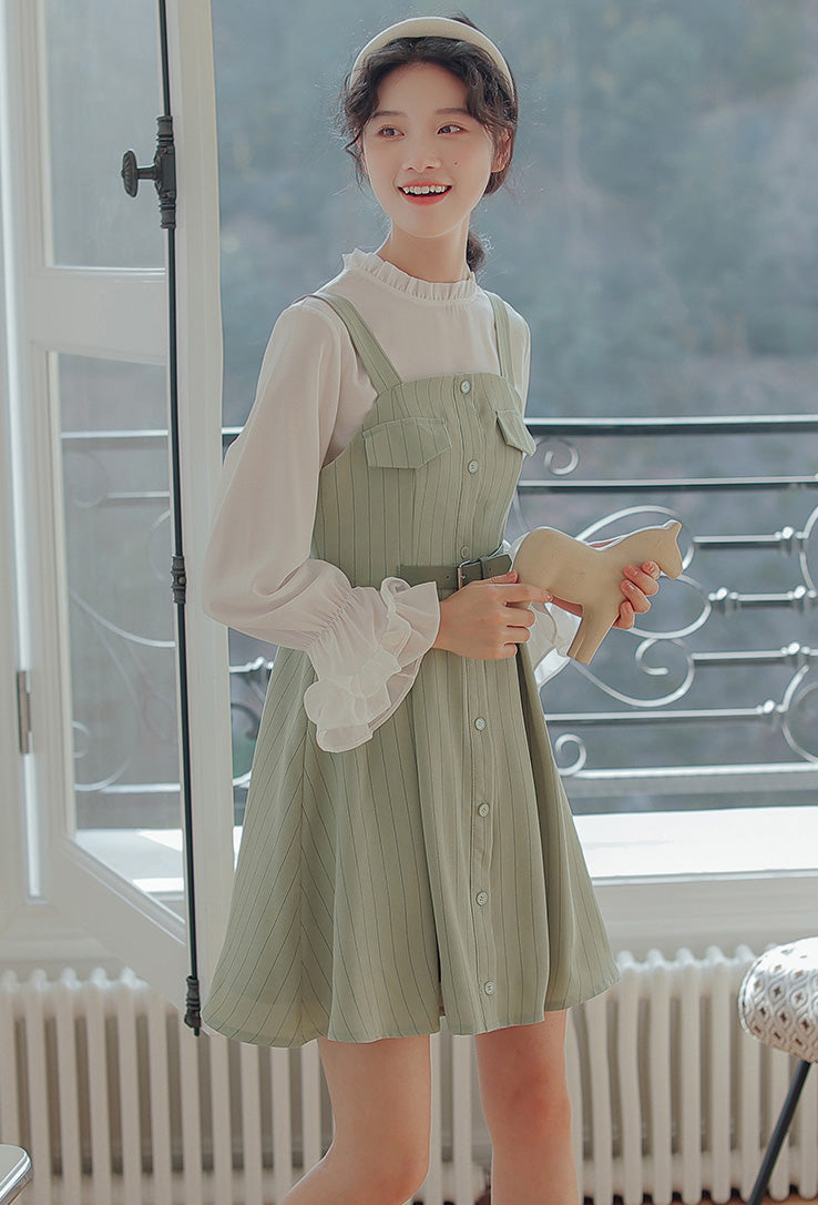 Vestido mini de rayas con botones