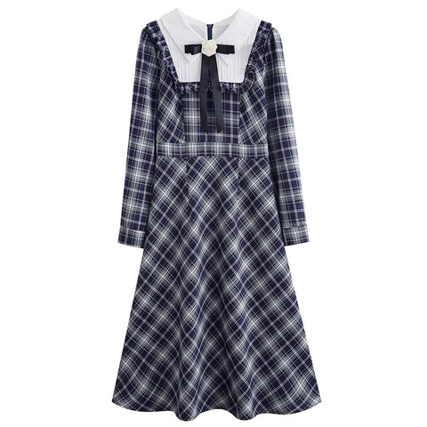 Uni Plaid Midi Dress