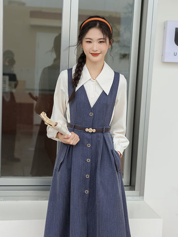 Traveller's Pinafore-Set mit Nadelstreifen