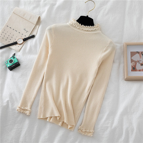 Basic Frilly Mock Neck Sweater