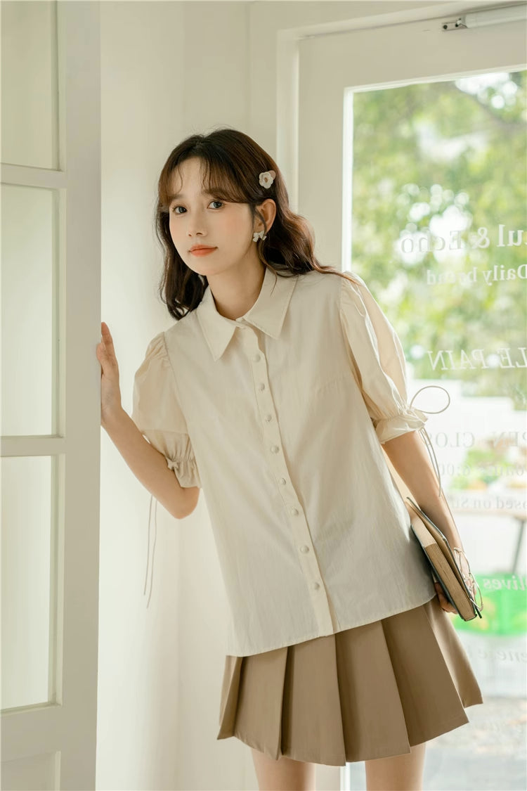 Basic Frilly Puff Sleeve Blouse