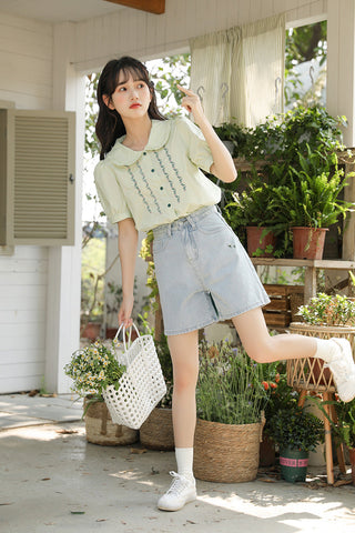 Summer Flowers Embroidered Shorts