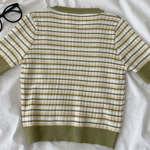 Short Sleeve Stripe Sweater