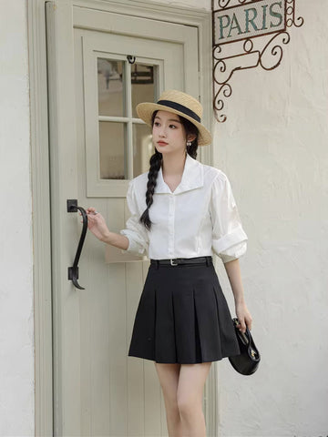 Basic Long Puff Sleeve Blouse