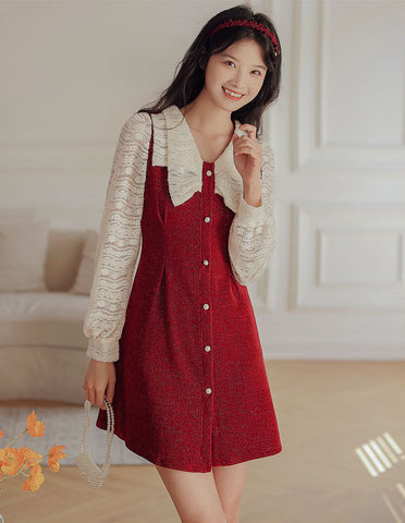 Lace Bow Sweater Dress