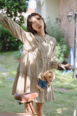 Curiosity Plaid Shirt Dress