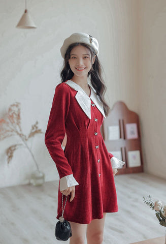 Sweet Bow Peter Pan Knit Dress