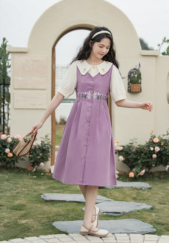 Wild Garden Button Pinafore Dress