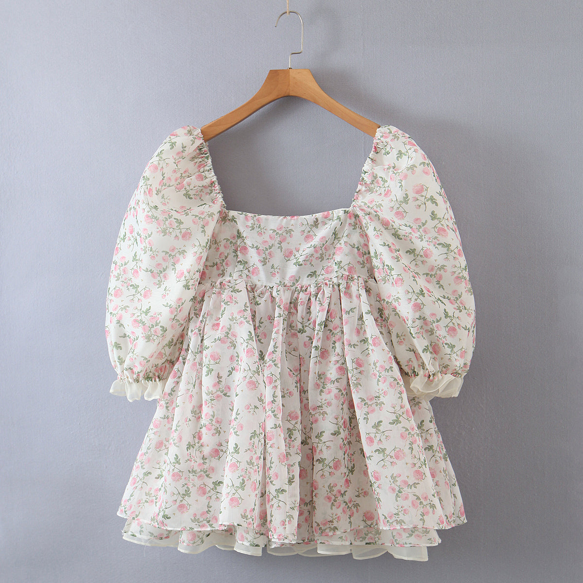 Vestido mini abullonado reversible Rose Tea