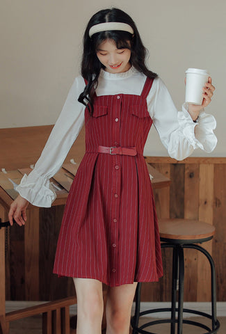 Vestido mini de rayas con botones