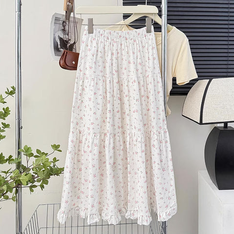 Ditsy Floral Tiered Midi Skirt