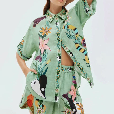 Piece Set Button Down Short Sleeve