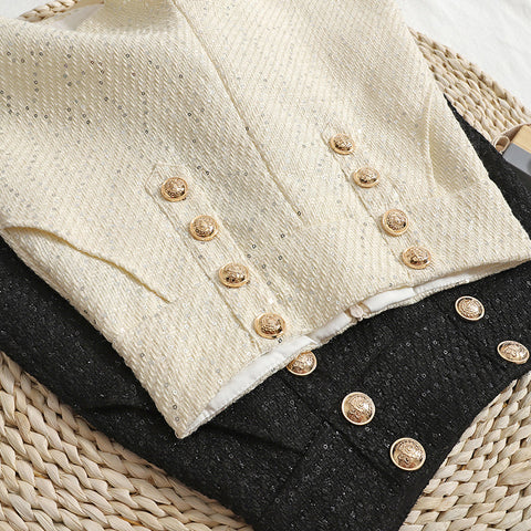 Pantalones cortos de tweed con lentejuelas a medida