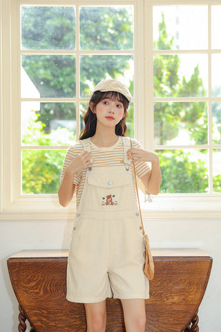 Honey Bear Short Overalls