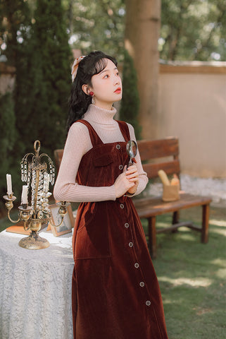 Corduroy Button Up Midi Dress