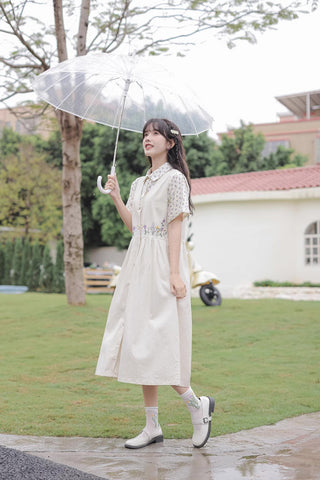 Wild Garden Button Pinafore Dress