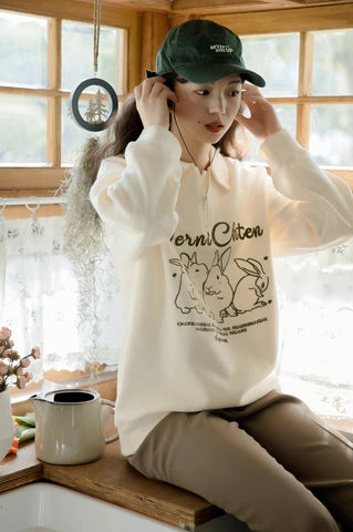 Sudadera polo con conejitos lindos