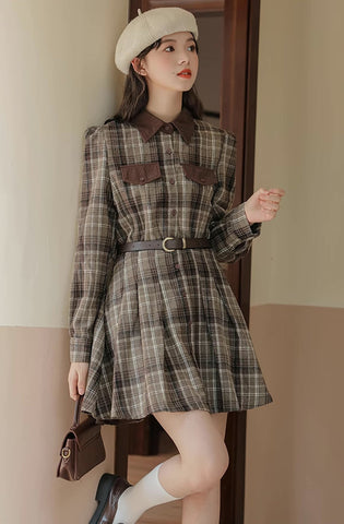 Brown Sugar Plaid Shirt Dress