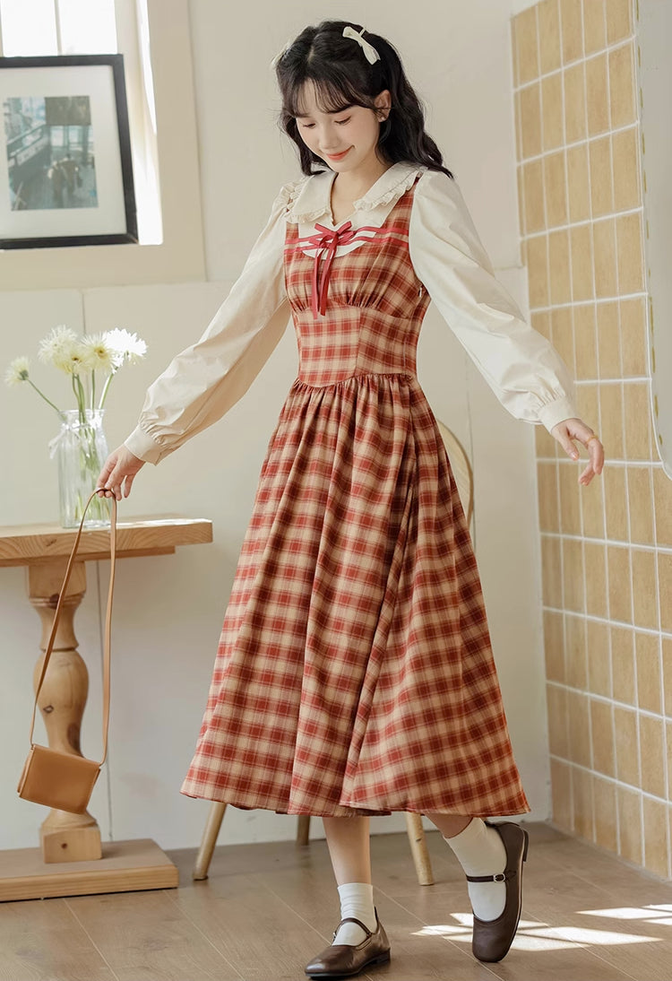 Apple Cider Plaid Twofer Dress