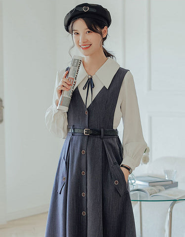 Traveller's Pinafore-Set mit Nadelstreifen
