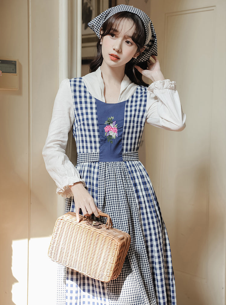 Gingham Pastures Twofer Midi Dress