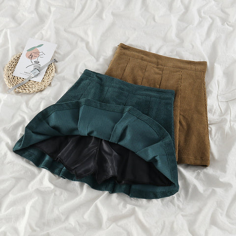 Corduroy Pleated Skirt