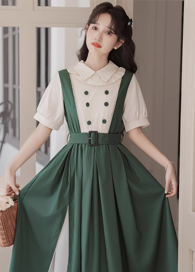 Lolita Kurzärmliges Midikleid mit Kunstlagen