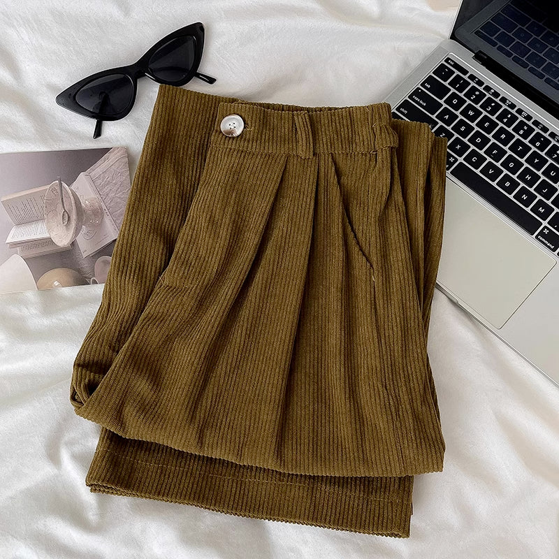 Pleated Corduroy Pants