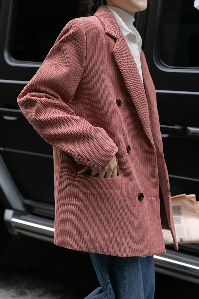 Corduroy Double Breasted Blazer Jacket