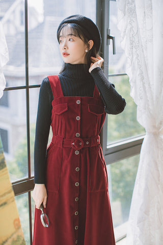 Corduroy Button Up Midi Dress