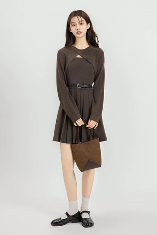 Two-Piece Mini Cami Dress & Sweater Set