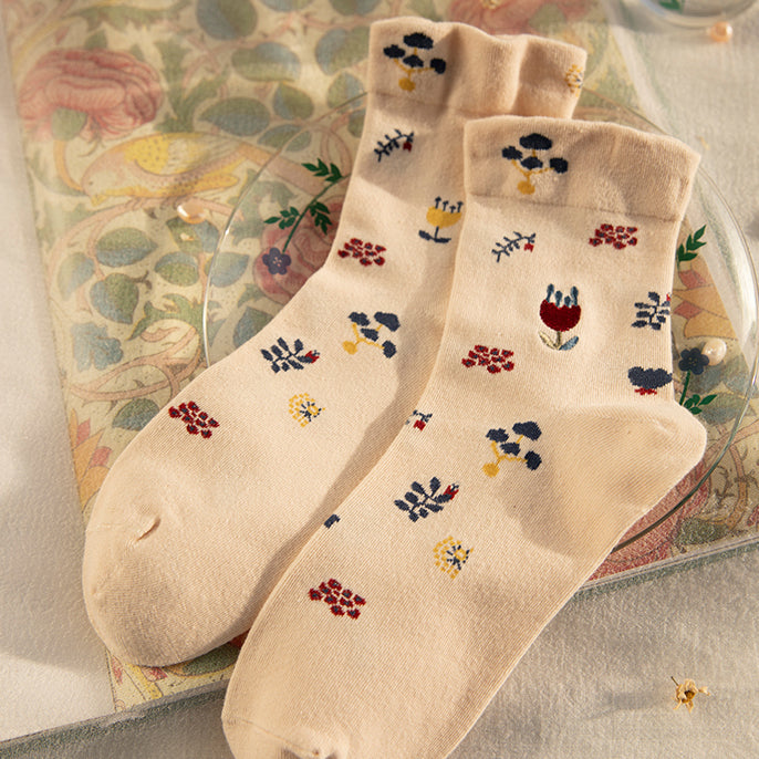 Conjunto de calcetines con estampado floral de conejito