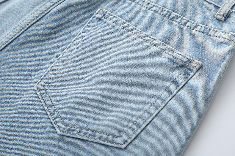 Embroidered Button Pocket Shorts