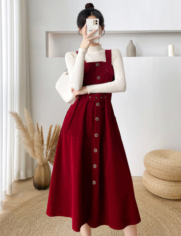 Corduroy Button Up Midi Dress
