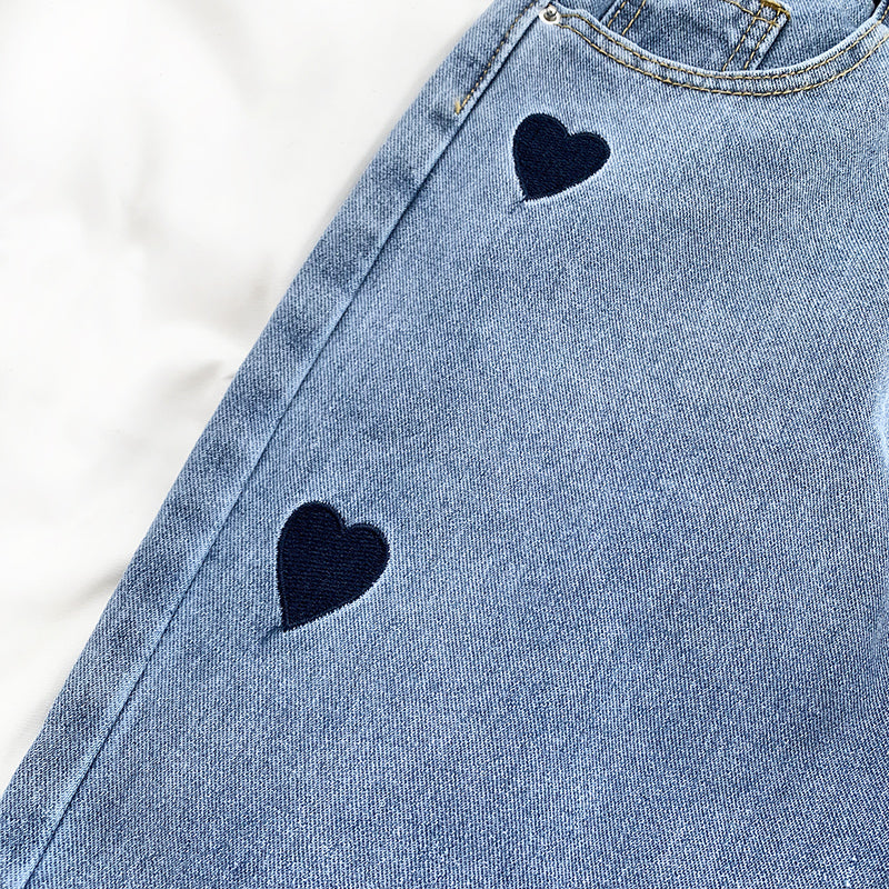 Embroidered Heart Jeans