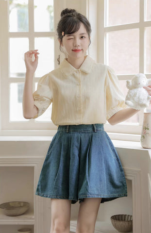 Flared Denim Shorts